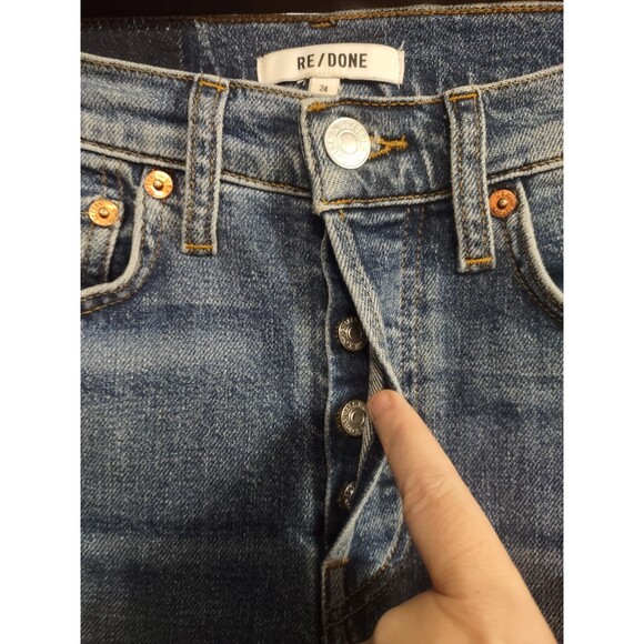 Redone Womens High Waist Button Fly Slim Ankle Jeans Pants Blue Size 24 - Picture 5 of 9